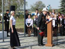 Выступление ветерана на открытие стелы в Михайлово